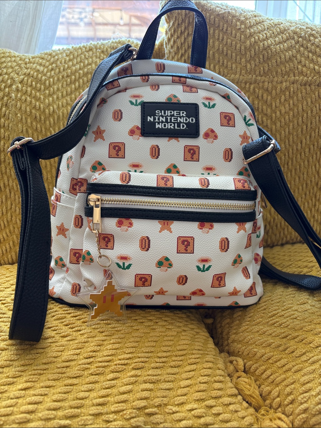 Super Nintendo World White Pixel Print Mini Backpack